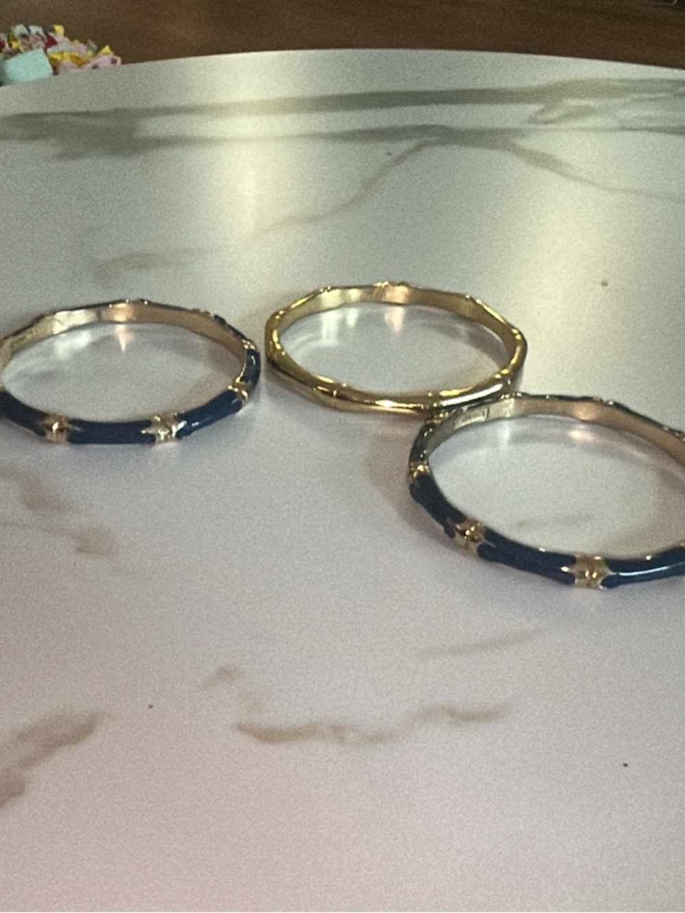 Gold and Navy Enamel Stackable Bracelet Set